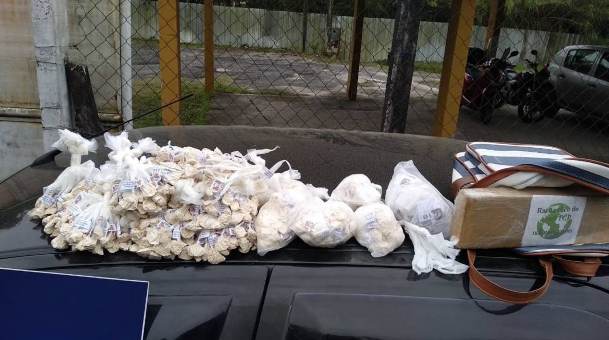 Cerca de 1.900 pinos de cocaína foram apreendidos - Divulgação / PRF