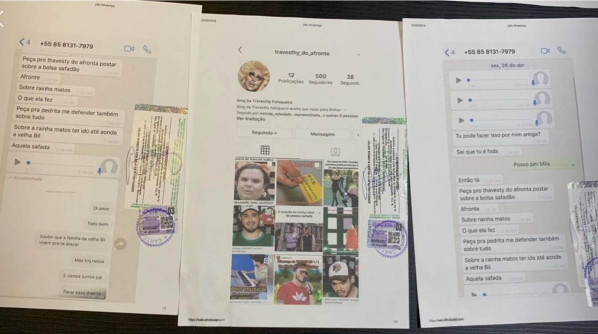 Dona Bill expõe provas autenticadas do processo