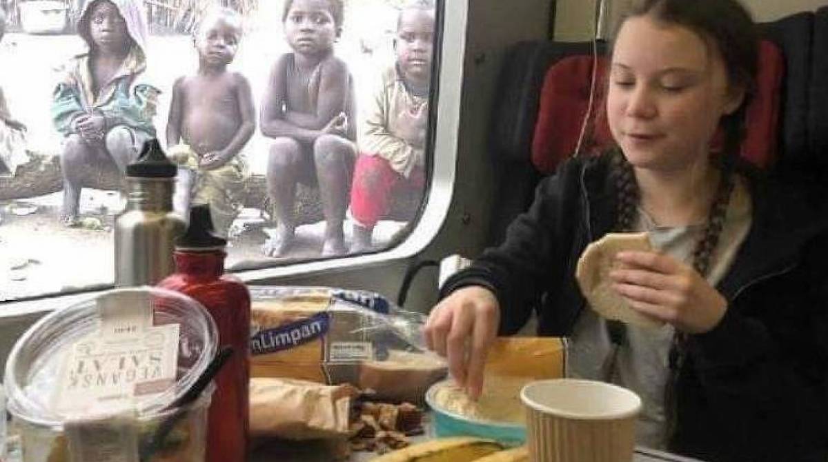 Montagem de ativista Greta Thunberg foi compartilhada pelo deputado Eduardo Bolsonaro - Reprodução