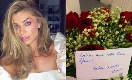 Quem mandou? Grazi Massafera ganha flores e faz mistério