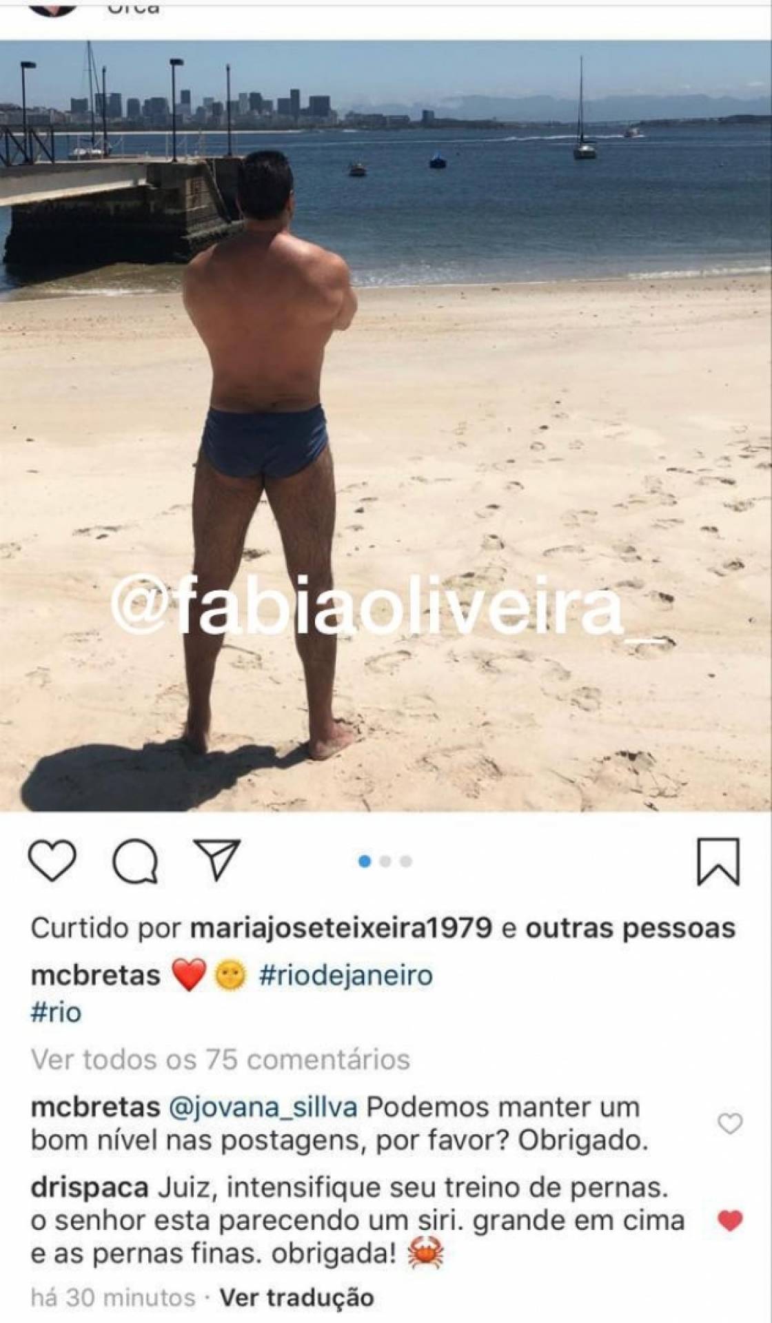 Seguidores 'zoam' publicação do juiz Marcelo Bretas no Instagram. Foto: Reprodução de Internet