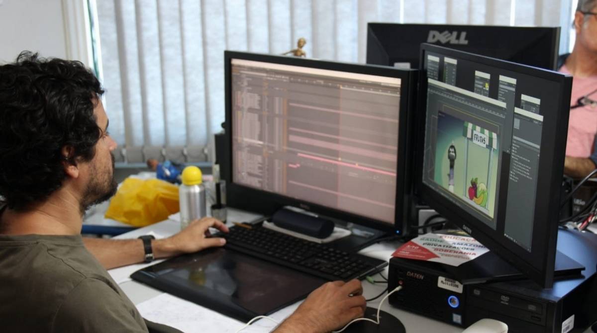 Os visitantes viram profissionais de animação criando episódios de programas