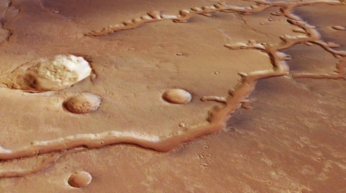 Vale seco em Marte chamado Nirgal Vallis - ESA/DLR/FU Berlim