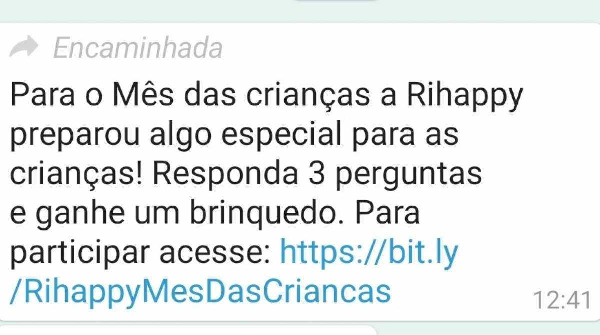 Mensagem pelo WhatsApp com link é isca para golpe