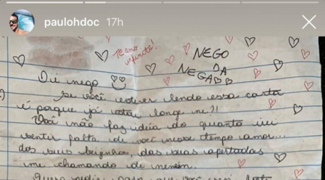 A carta que Hariany deixou para o namorado Paulo Henrique