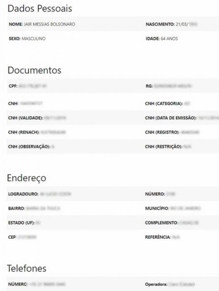 Dados do presidente Bolsonaro teriam 'vazado' via Detran-RN