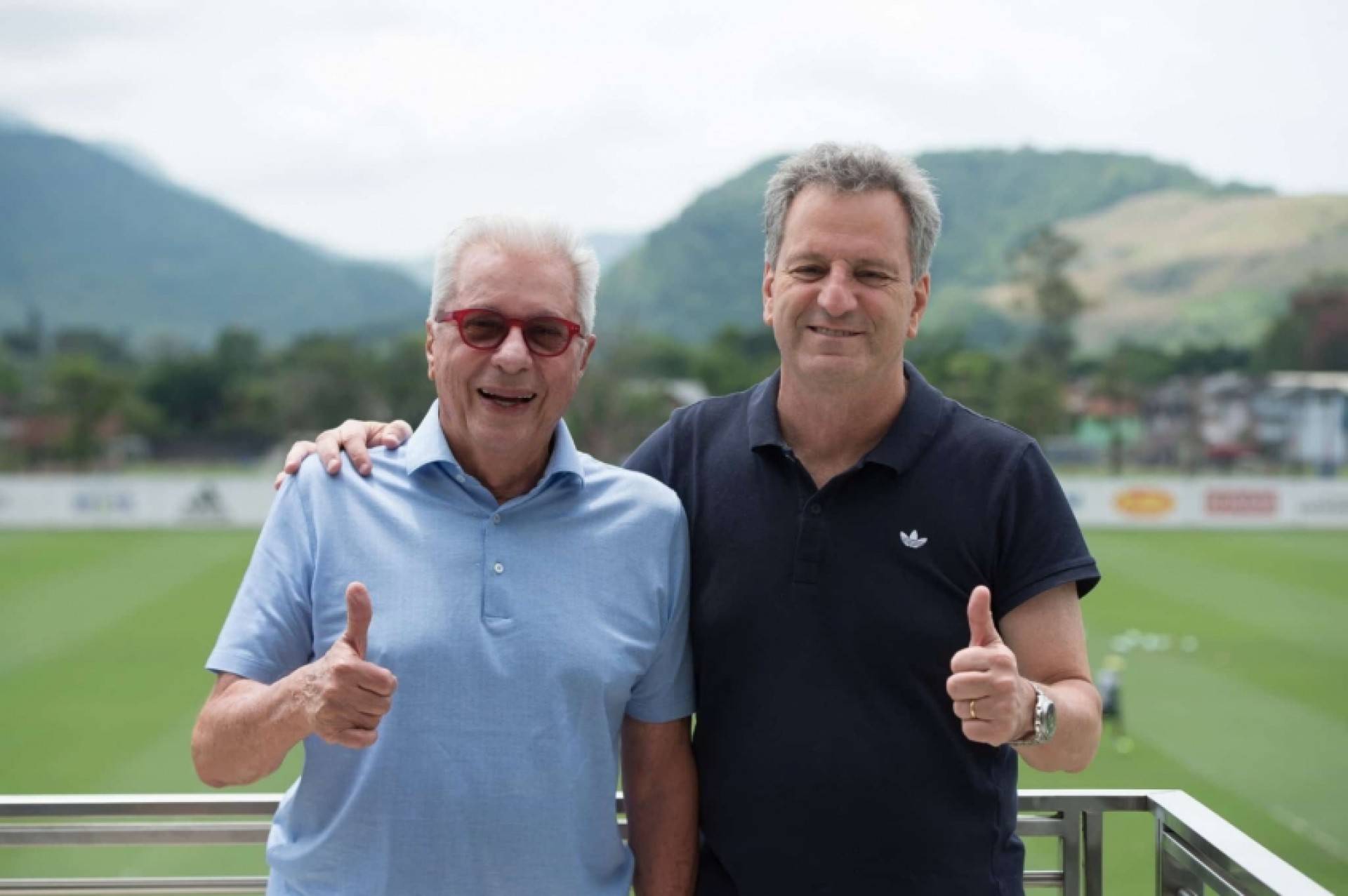 Márcio Braga e Rodolfo Landim no Ninho do Urubu, neste sábado  - Alexandre Vidal/Flamengo