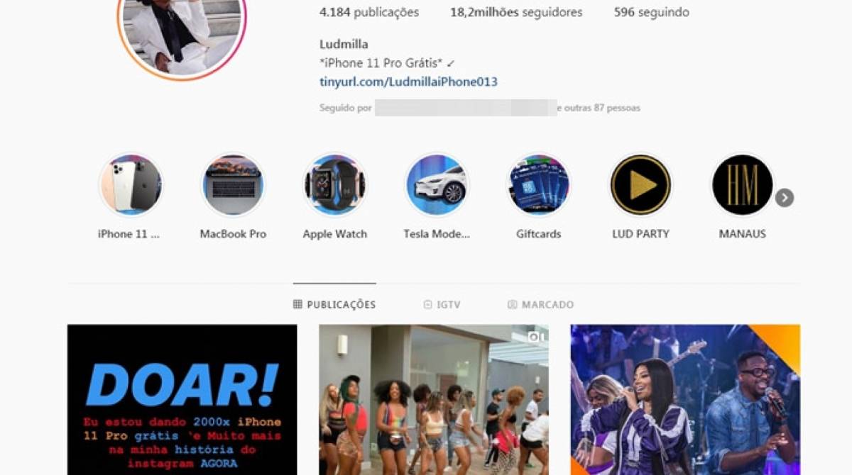 Perfil de Ludmilla no Instagram é invadido por hackers