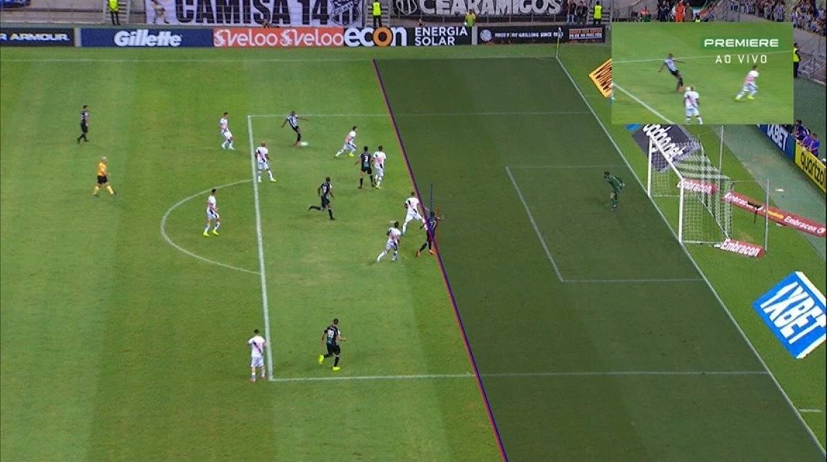 Imagem do gol do Ceará sobre o Vasco - Reprodução/Premiere
