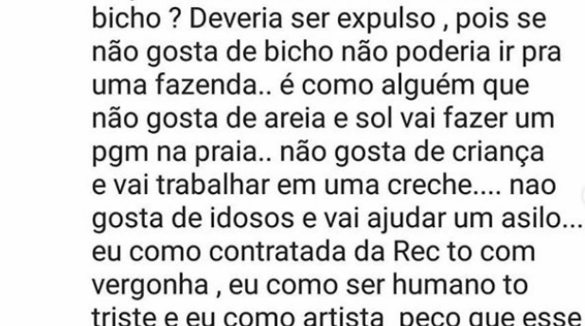 Post de Xuxa pedido a expulsão de Viny Vieira