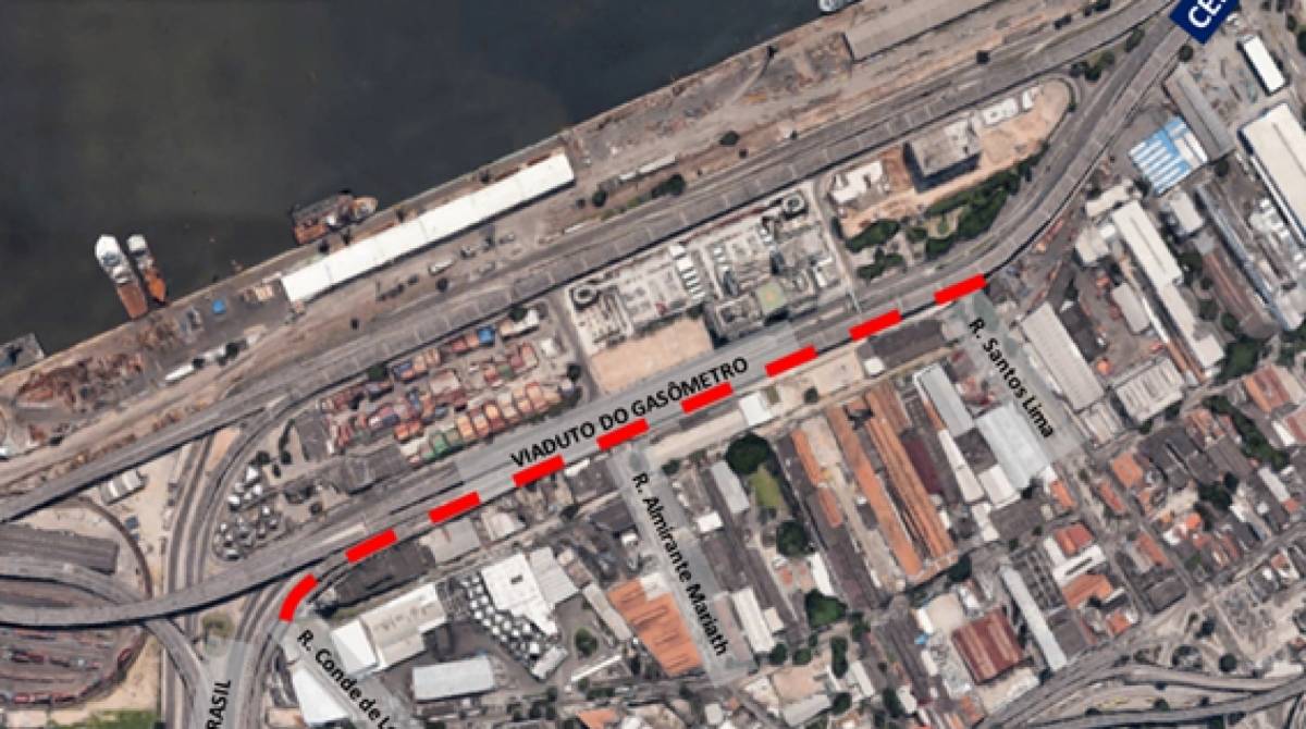 Mapa com a área demarcada da interdição, a partir de amanhã - Reprodução