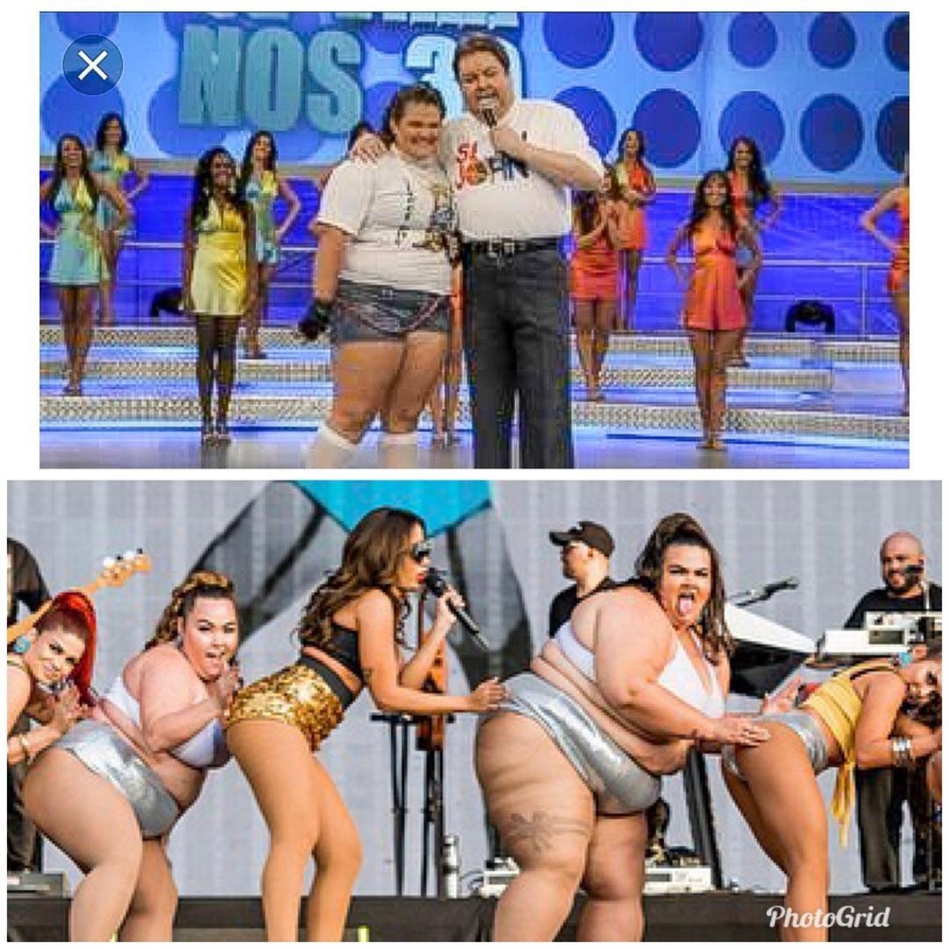 Montagem de Thais Carla no 'Domingão do Faustão' e no Rock in Rio Lisboa como bailarina de Anitta