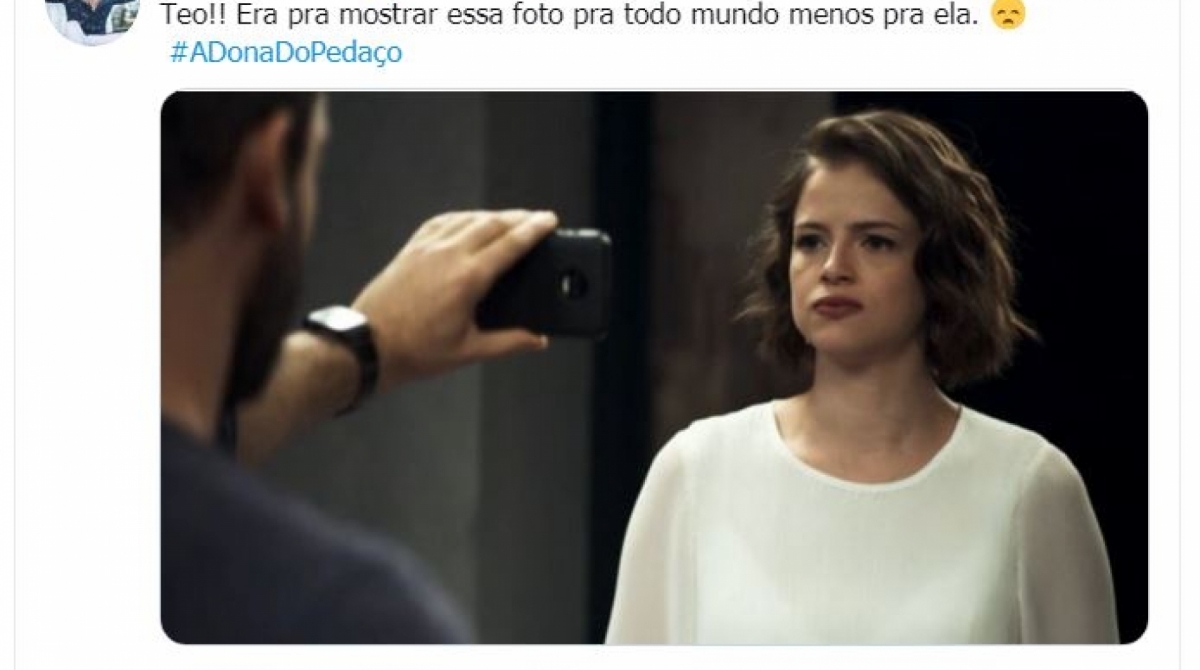 Print do Twitter do ator Rainer Cadete sobre Téo (Rainer Cadete) e Josiane (Agatha Moreira)