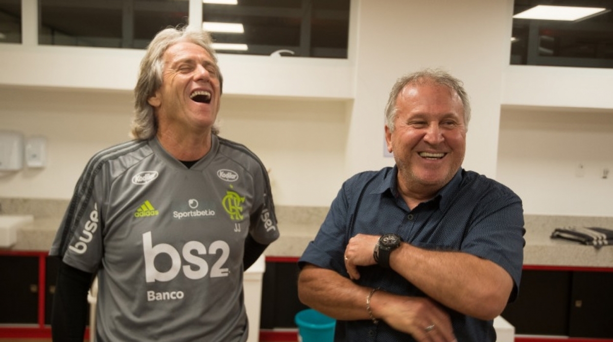 Zico ao lado de Jorge Jesus - Alexandre Vidal/Flamengo