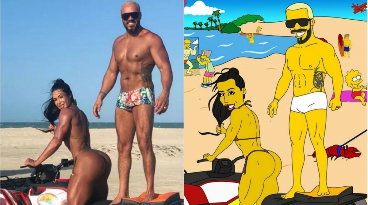 Gracyanne e Belo viram personagens de 'Os Simpsons'