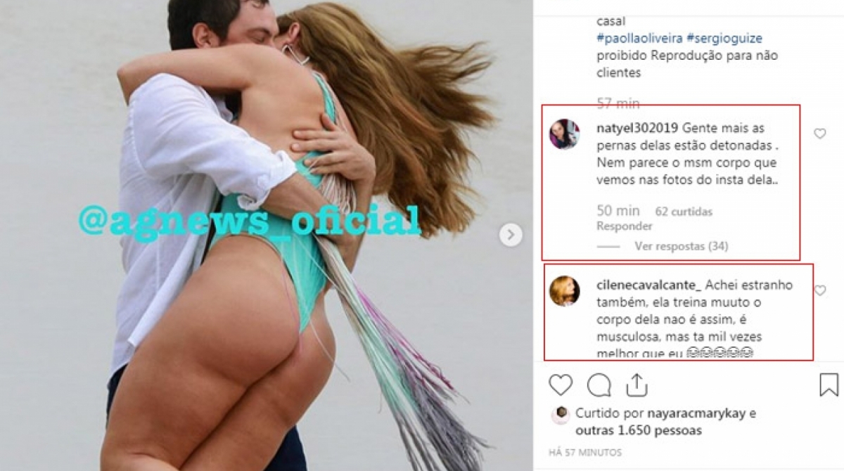 Internautas comentam celulites de Paolla Oliveira