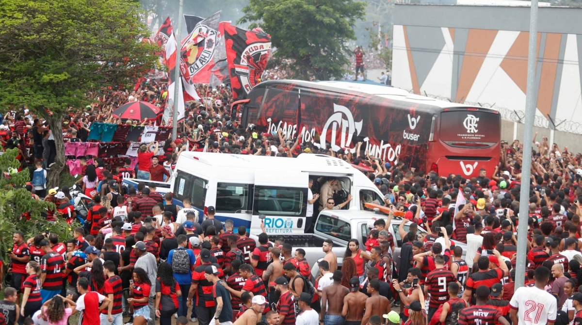 Torcedores do Flamengo fazem uma grande festa