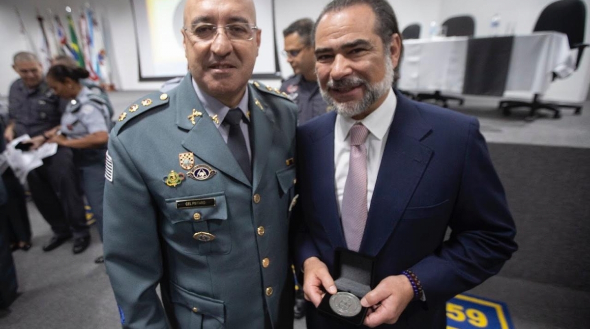 Coronel Ronaldo Gon&ccedil;alves Faro, comandante do CPM, e Nuno Vasconcellos - Divulga&ccedil;&atilde;o
