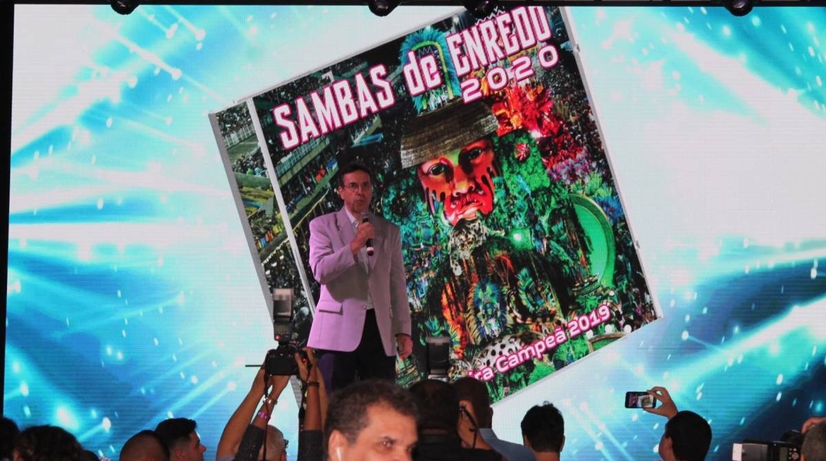 Presidente da Liesa, Jorge Castanheira, no lan&ccedil;amento do CD do Grupo Especial para o Carnaval 2020 - Beatriz Perez/ Ag&ecirc;ncia O DIA
