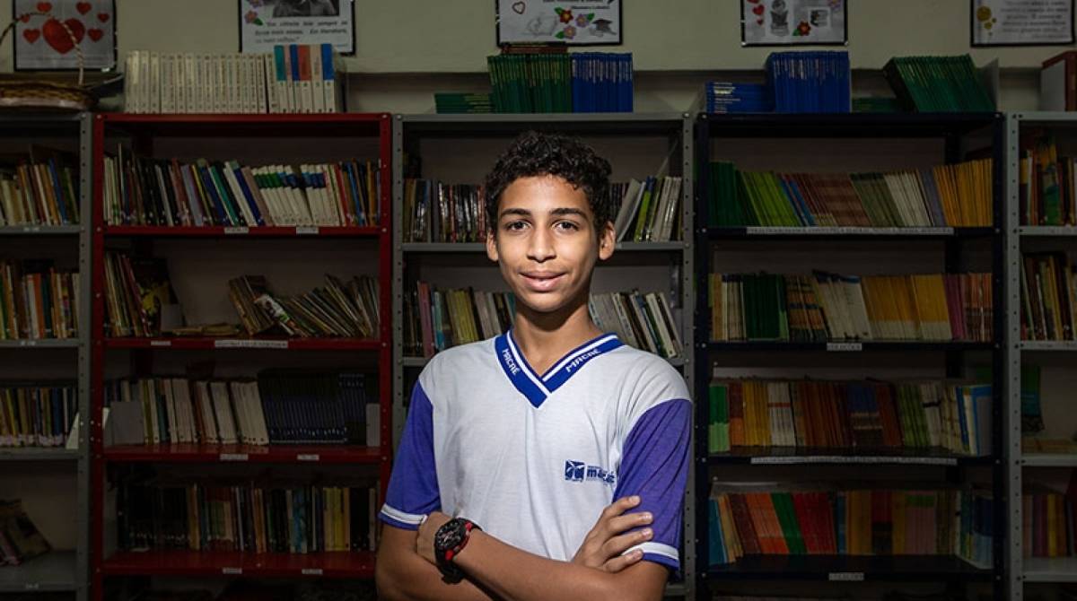 João Henrique Mendes da Costa é aluno da Escola Municipalizada Polivalente Anísio Teixeira da Costa, no bairro Costa do Sol - Rui Porto Filho / Secom Macaé