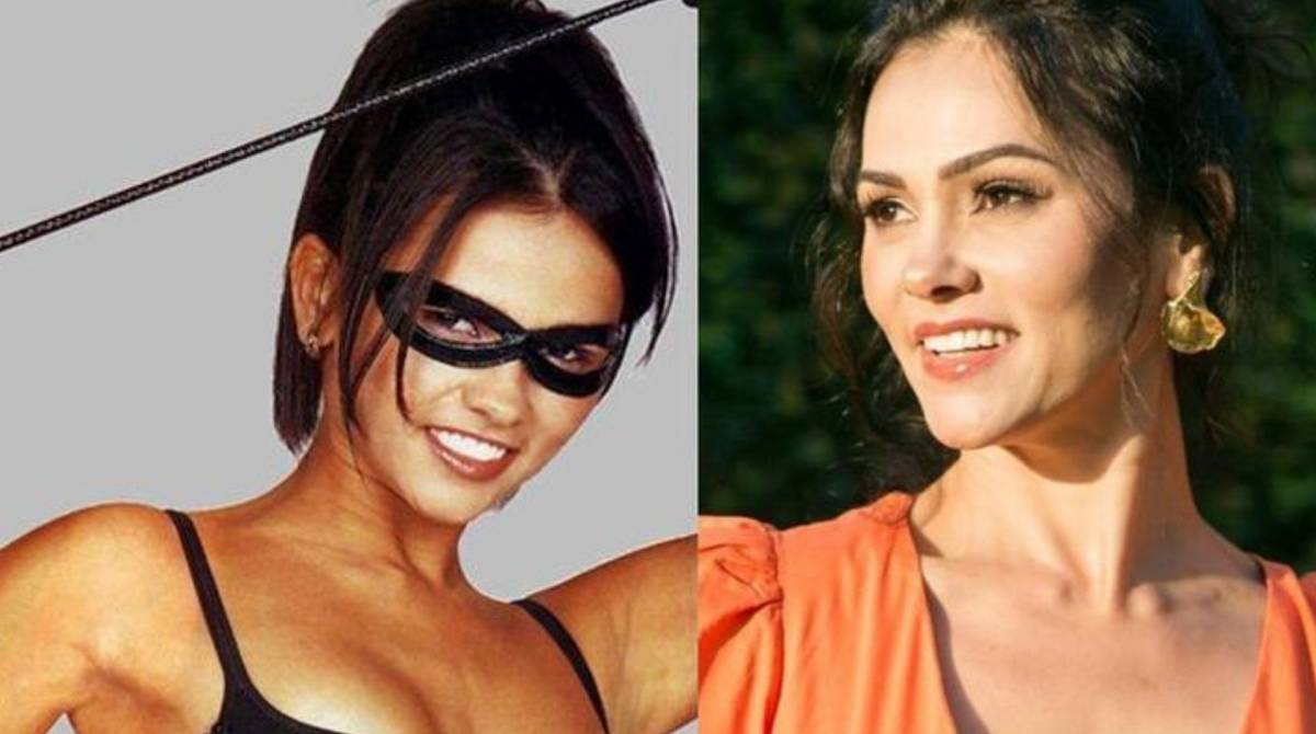 Suzana Alves quando era a Tiazinha e, ao lado, em foto recente - Reprodução