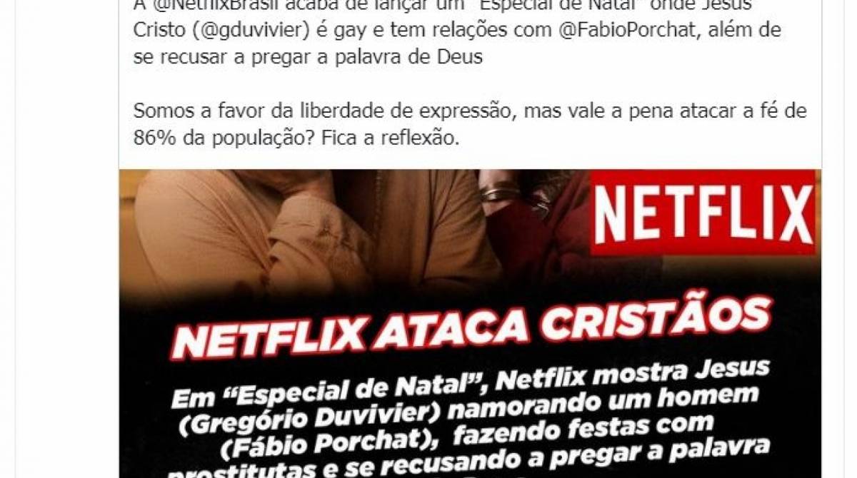 Repercussão do filme \'Especial de Natal Porta dos Fundos 2019: A Primeira Tentação de Cristo\'