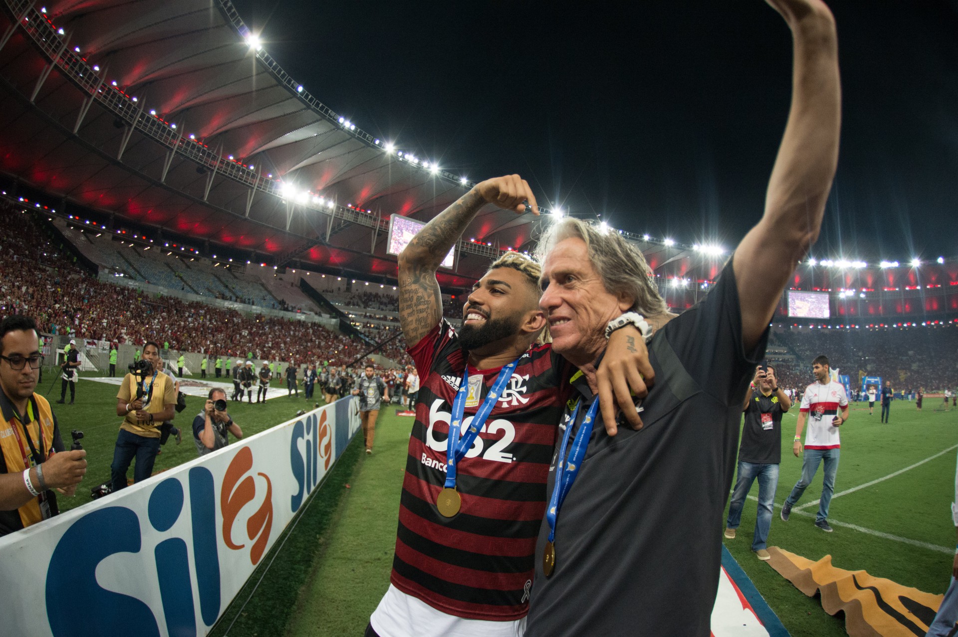 Gabigol e Jorge Jesus em 2019 - Alexandre Vidal / Flamengo