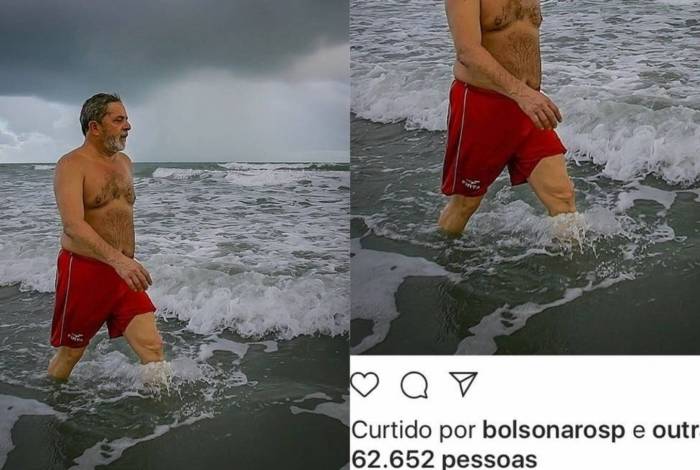 Eduardo Bolsonaro lembra que já curtiu foto do ex-presidente Lula no mar 