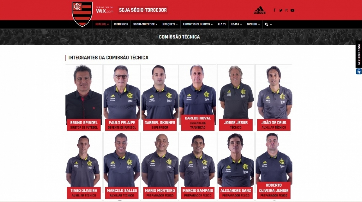 Alexandre Sanz segue aparecendo normalmente no site do Flamengo