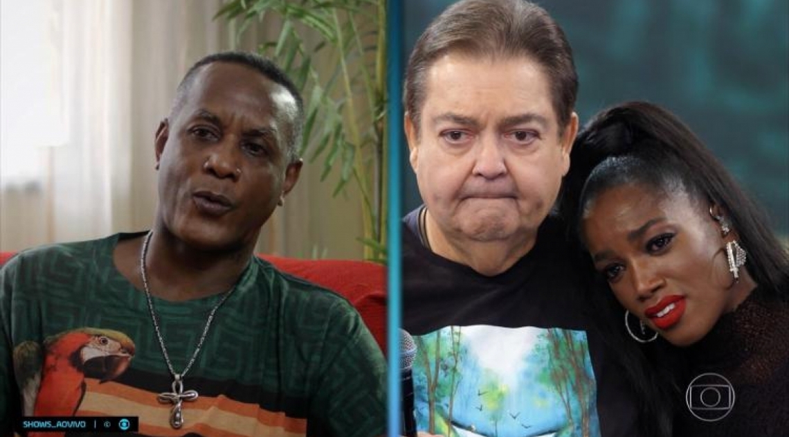 Iza assiste ao depoimento do pai, Djalma, no 'Domingão do Faustão'