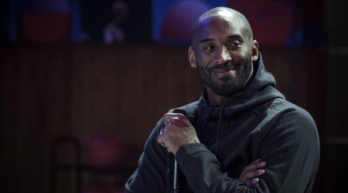 (FILES) In this file photo taken on October 21, 2017 former NBA basketball player Kobe Bryant attends a promotional event organized by the sports brand Nike, for the inauguration of the infrastructure improvements of a local basketball playground at the Jean-Jaures sports hall 