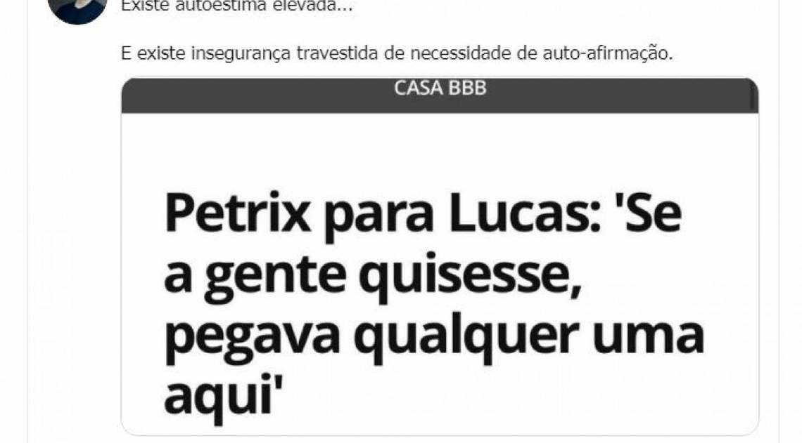 Print das postagens de Felipe Neto no Twitter sobre o 'BBB 20'