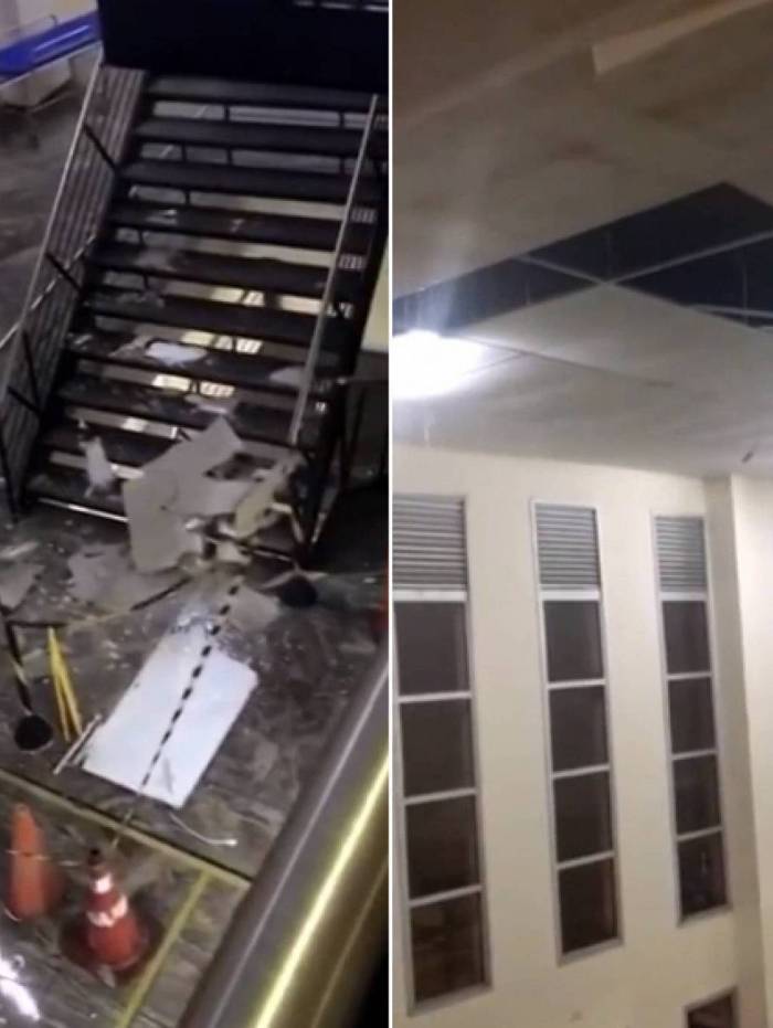 Desabamento atingiu a entrada do Hospital de Acari