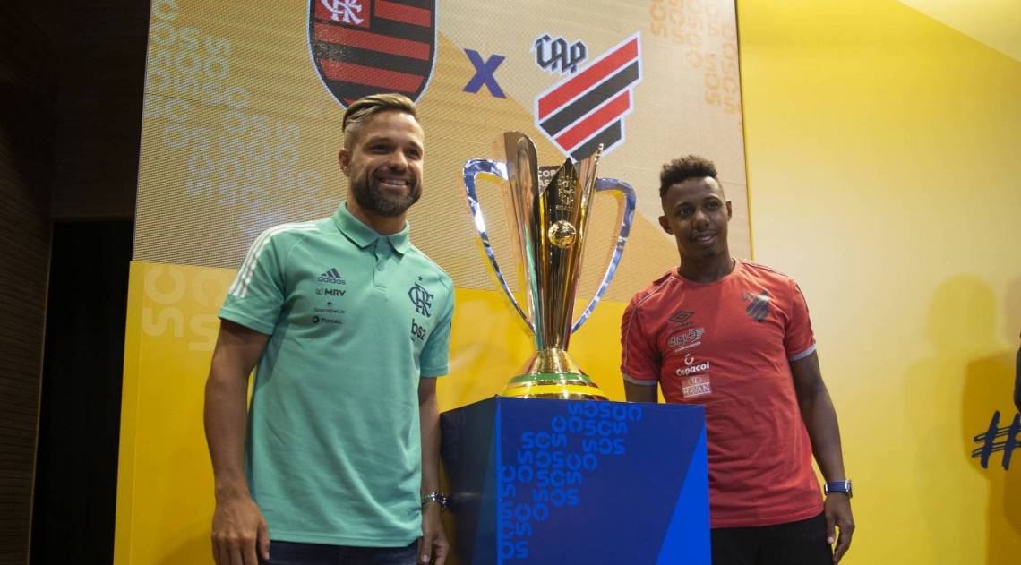Diego e Wellington no Media Day da Supercopa 2020 entre Flamengo x Athletico-PR
