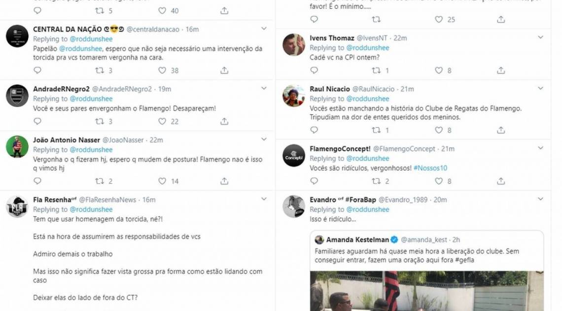 Rodrigo Dushee postou homenagem aos garotos do Ninho, mas foi cobrado por torcedores