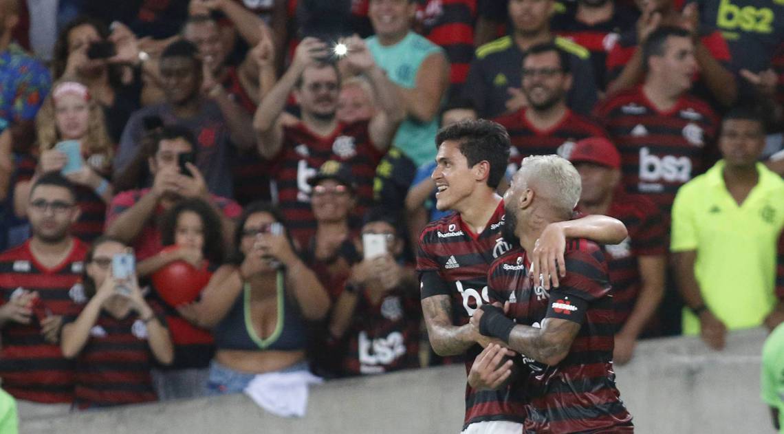 Rio de Janeiro - RJ  - 08/02/2020 - Futebol - Campeonato Carioca 2020 - Partida valida pela 6 rodada - Flamengo x Madureira - Estadio Maracana, Maracana, zona norte do Rio - na foto, gol e comemoraçao do segundo gol do Flamengo, Pedro - Foto Reginaldo Pimenta / Agencia O Dia - Reginaldo Pimenta / Agencia O Dia