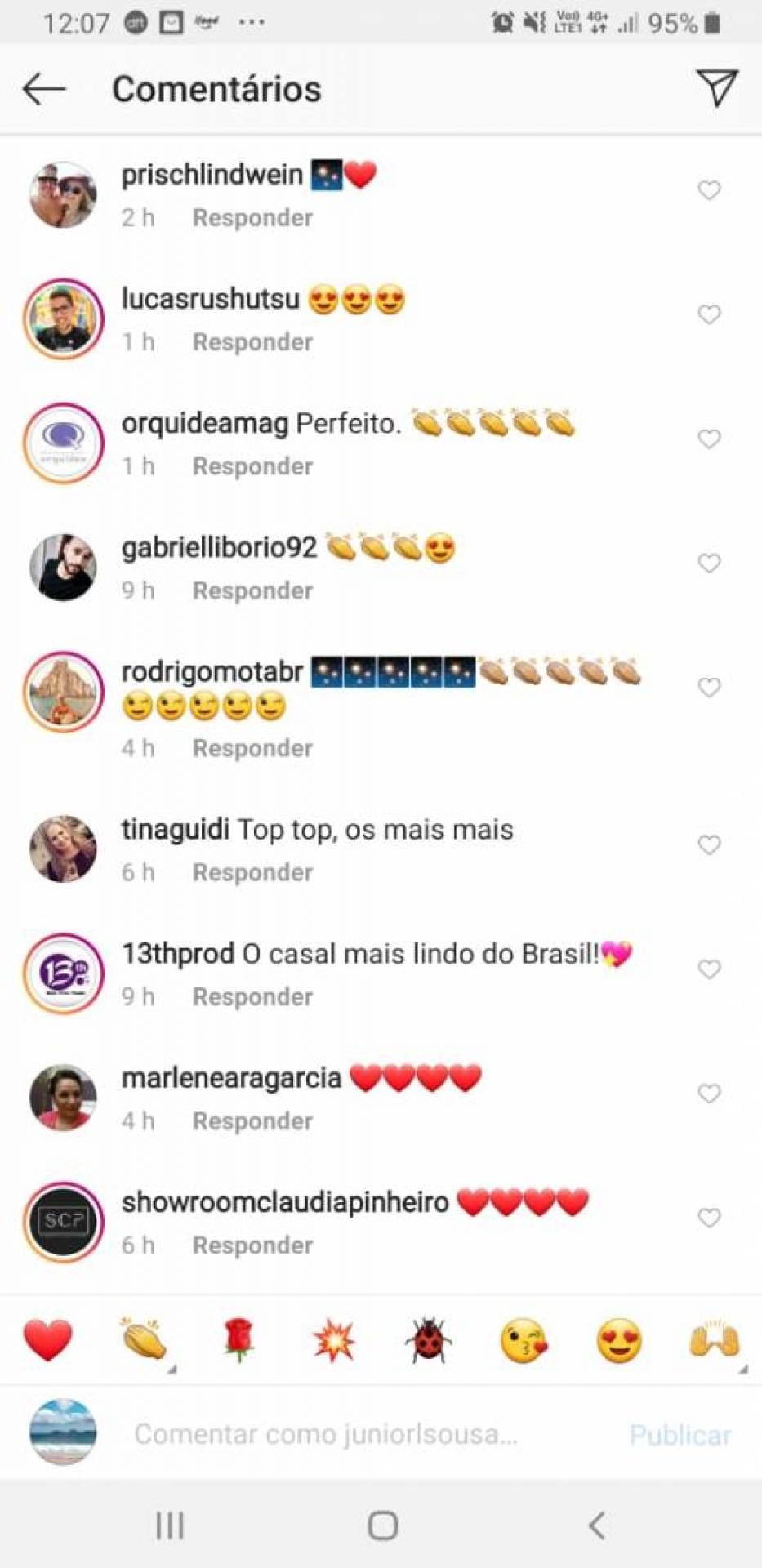 Post com elogios da empresa de Klebber Toledo