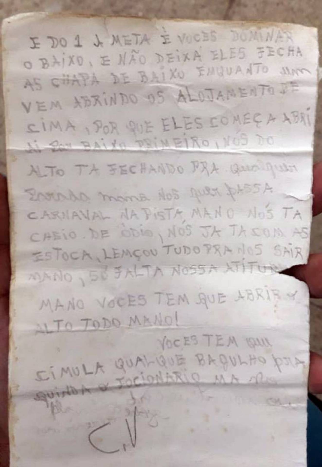 Bilhete com a descrição da ação foi encontrado - Divulgação / Sind-Degase