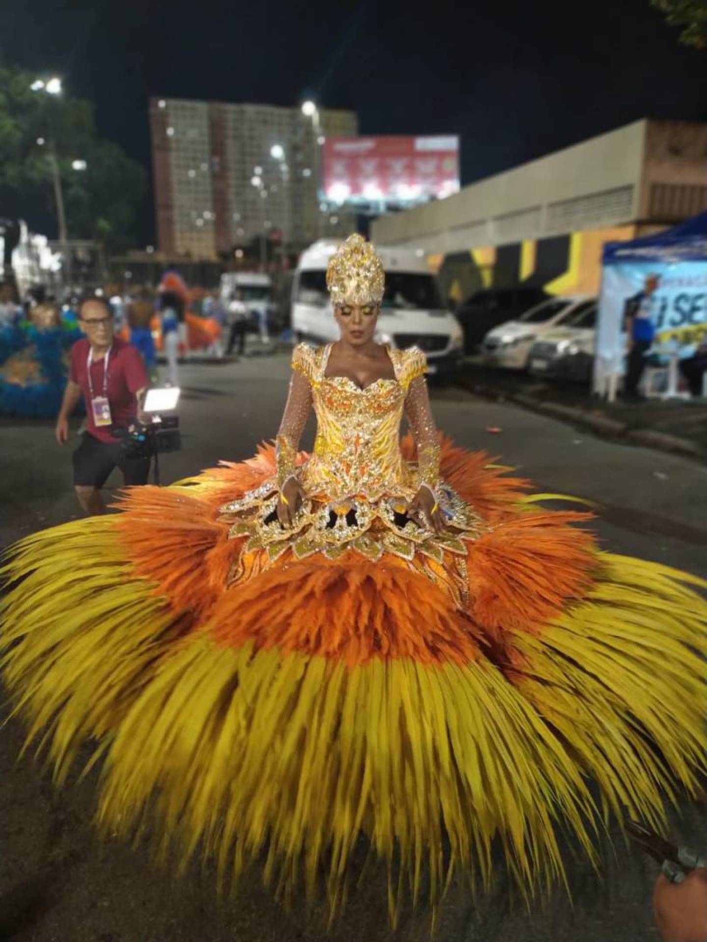 A porta-bandeira Selminha Sorriso desfila com a fantasia "Sol - iluminador dos caminhos" - Adriano Araújo/ Agência O DIA
