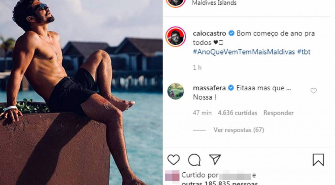 Grazi Massafera elogia o namorado, Caio Castro, nas redes sociais - Reprodução Internet