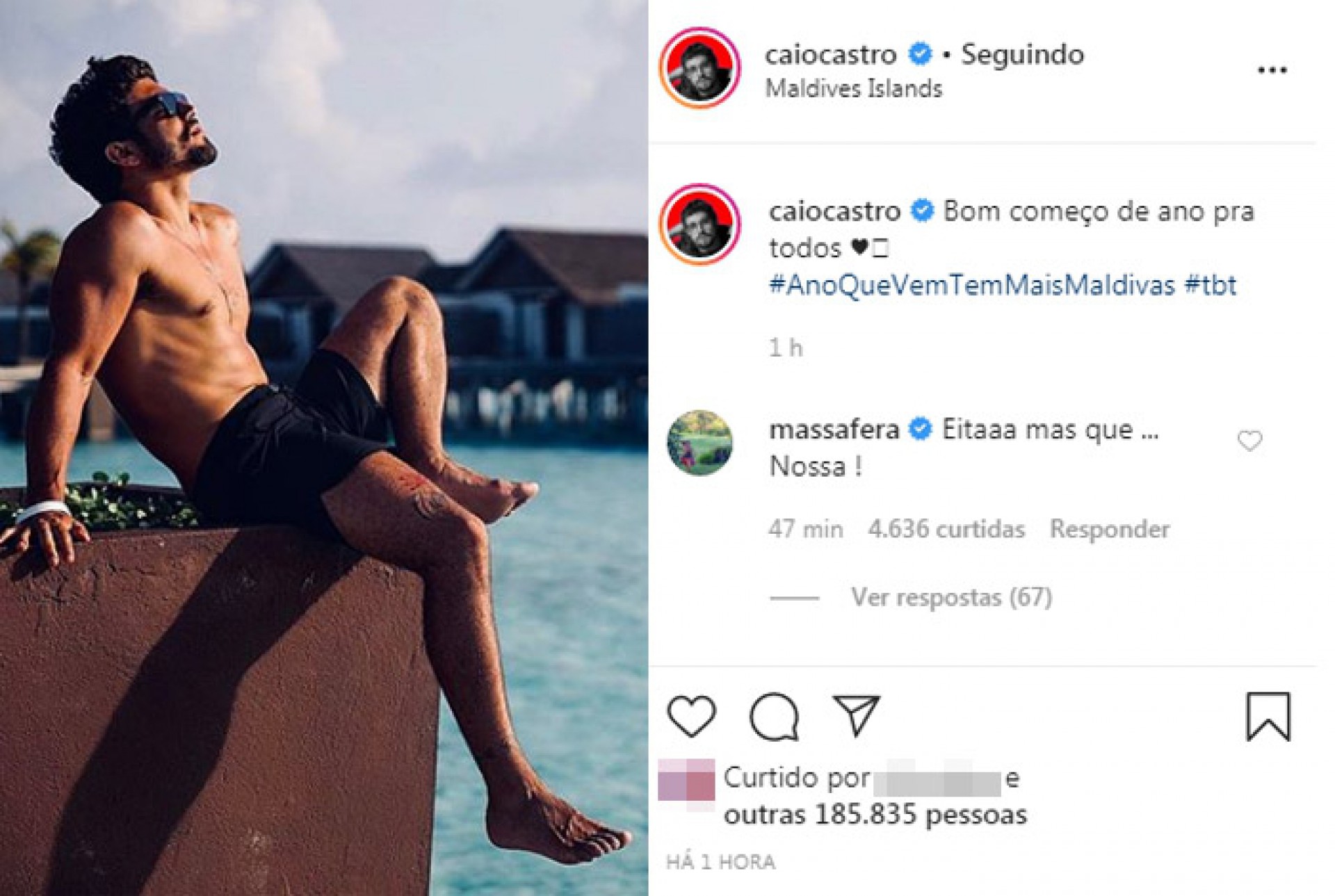 Grazi Massafera elogia o namorado, Caio Castro, nas redes sociais - Reprodução Internet