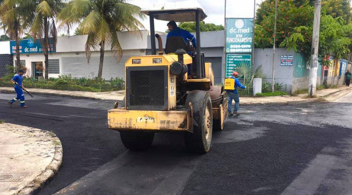 Bairro Vila Rosário recebe melhorias com recapeamento asfáltico