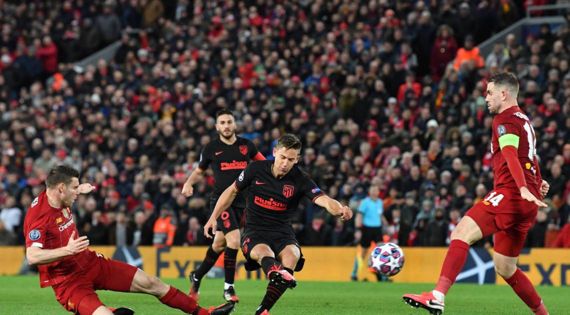 Liverpool e Atl&eacute;tico de Madrid, pelas oitavas de final da Liga dos Campe&otilde;es da Europa, em 11 de mar&ccedil;o - AFP