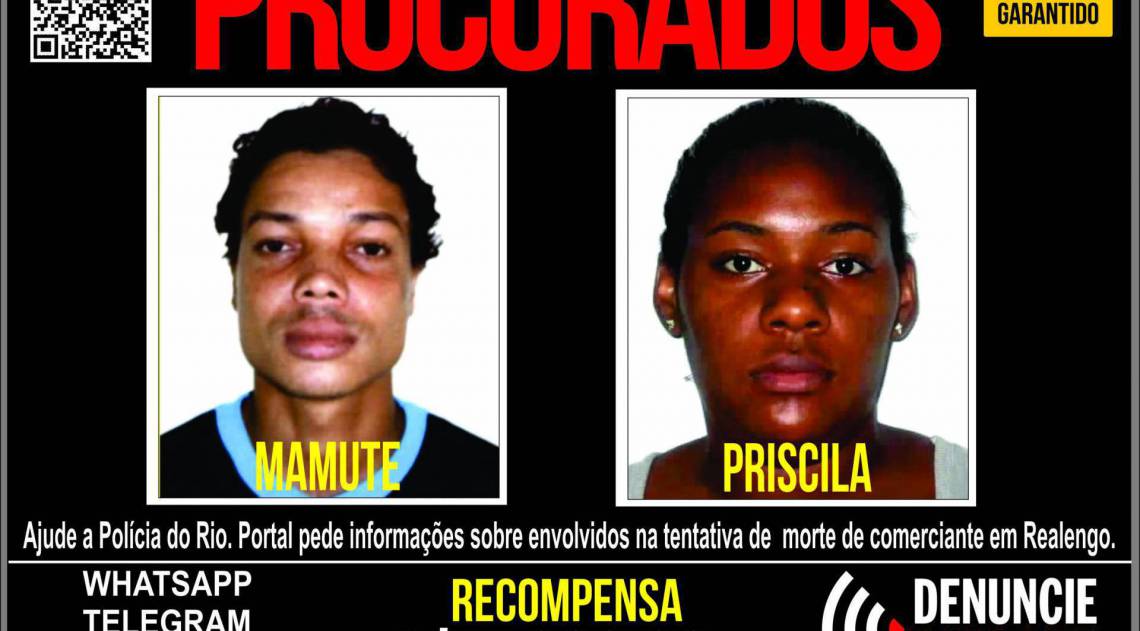 Anderson e Priscila são suspeitos de tentar matar comercial em janeiro de 2019 - Portal dos Procurados / Divulgação 
