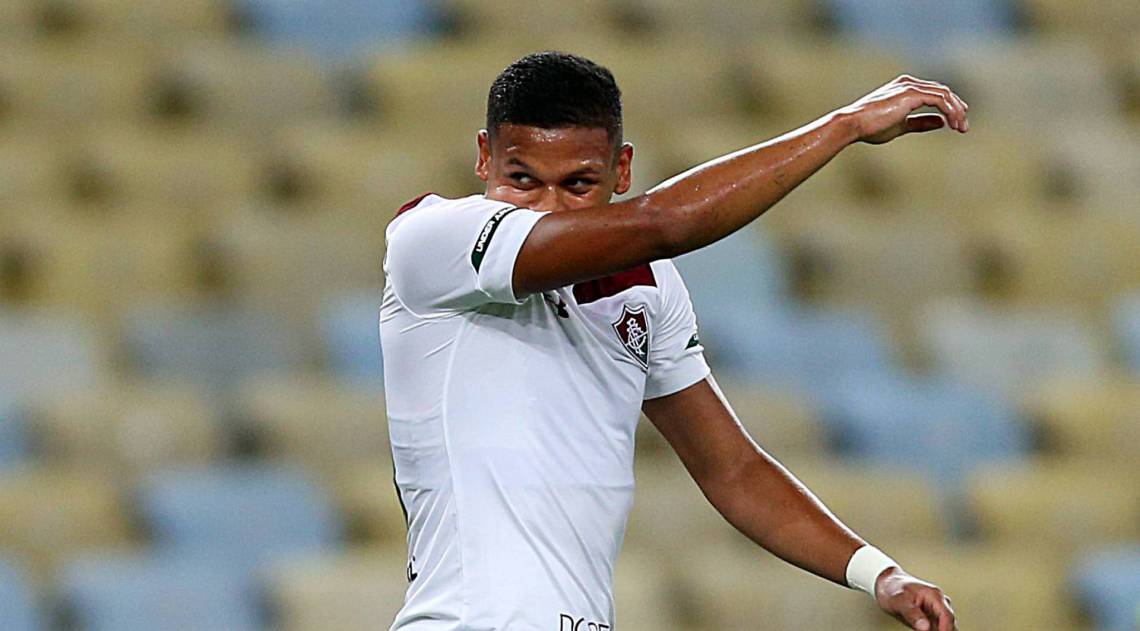 15/03/2020 - Vasco x Fluminensa se enfrentam no Maracana com estadio sem torcida pela 3a rodada do Carioca. Comemoracao do segundo gol do Fluminense, Fernando Pacheco.  Foto: Daniel Castelo Branco / Agencia O Dia - Daniel Castelo Branco / Agencia O Dia