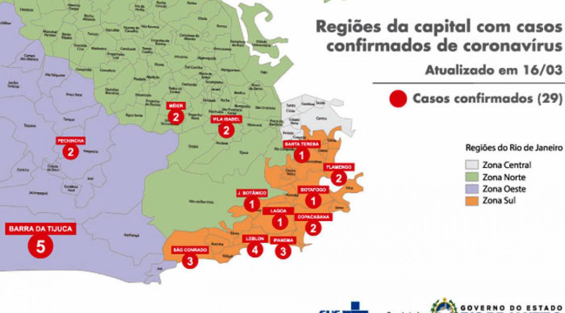 Casos de coronavírus em bairros da capital do Rio de Janeiro - Divulgação