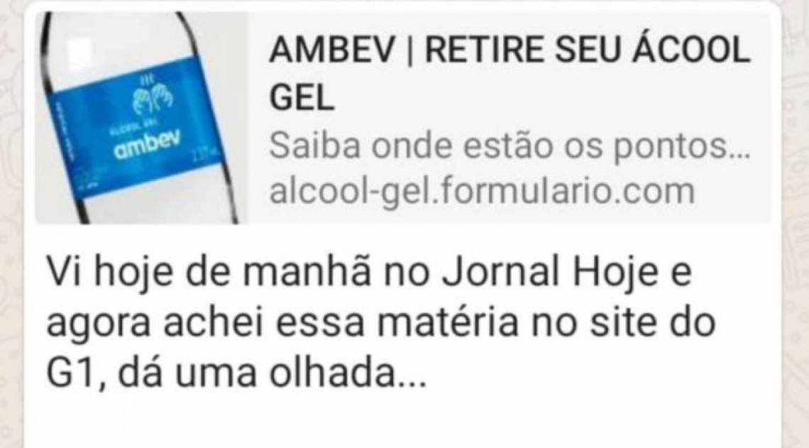 Golpe usou como isca a Ambev, que vai produzir &aacute;lcool gel para hospitais