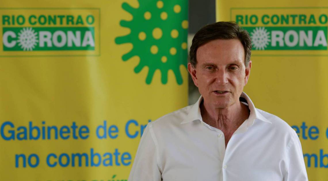  prefeito Marcelo Crivella concede entrevista coletiva sobre o Coronav&iacute;rus - Covid-19, no Gabinete de Crise do Riocentro