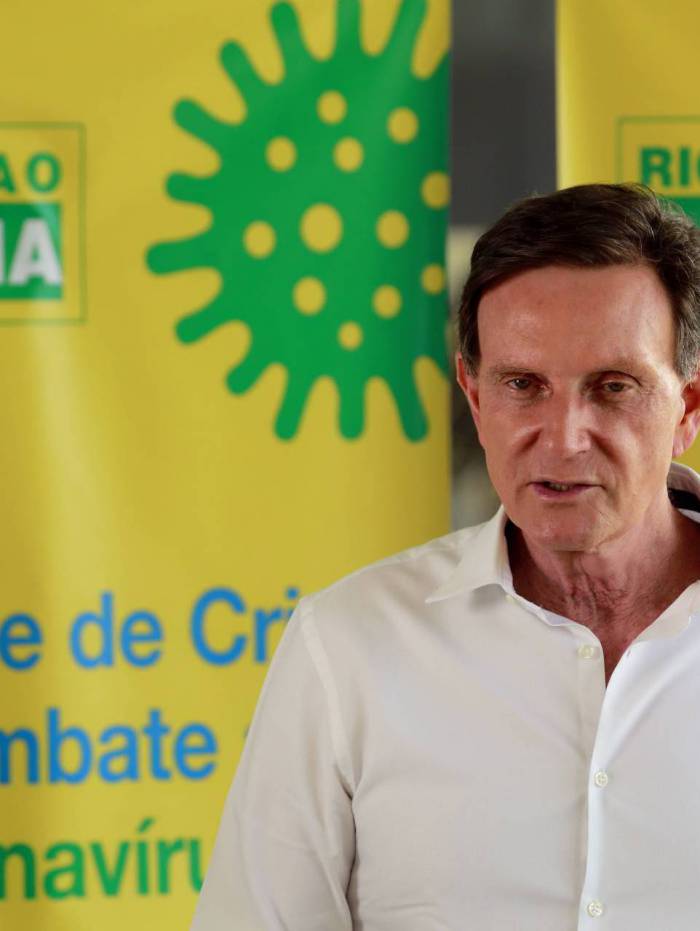 Prefeito Marcelo Crivella em coletiva para falar sobre as novas medidas da prefeitura contra o coronav&iacute;rus