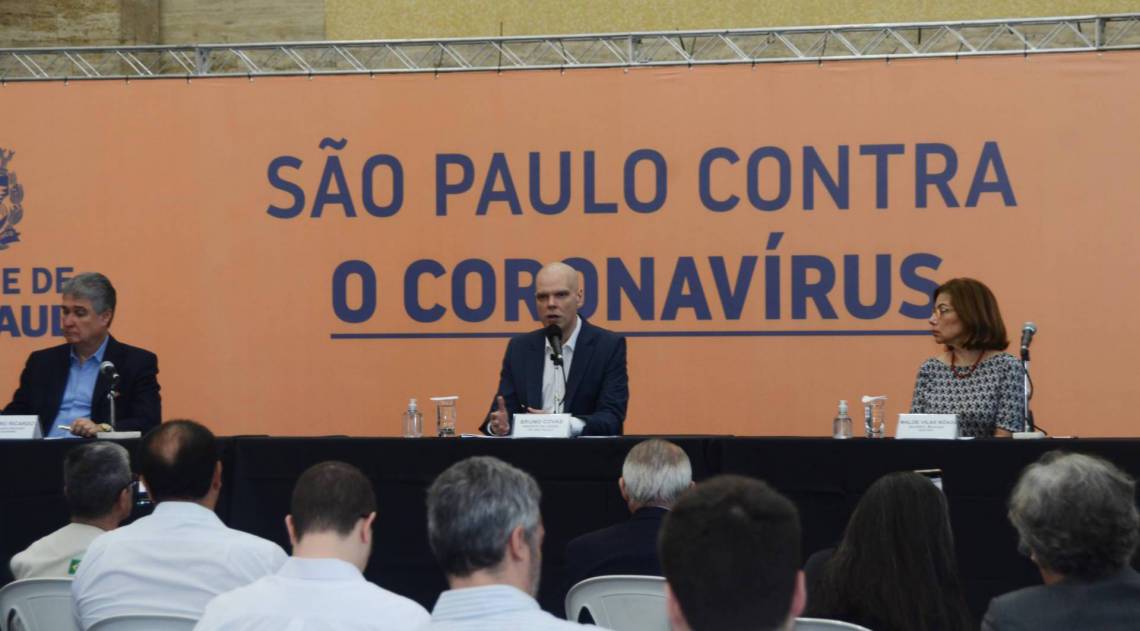 O prefeito Bruno Covas anunciou nesta segunda-feira (30) a sanção do Projeto de Lei aprovado pela Câmara Municipal que autoriza a administração pública do município a adotar medidas excepcionais para enfrentamento do coronavírus na capital. Foto: GILDSON DI SOUZA /SECOM